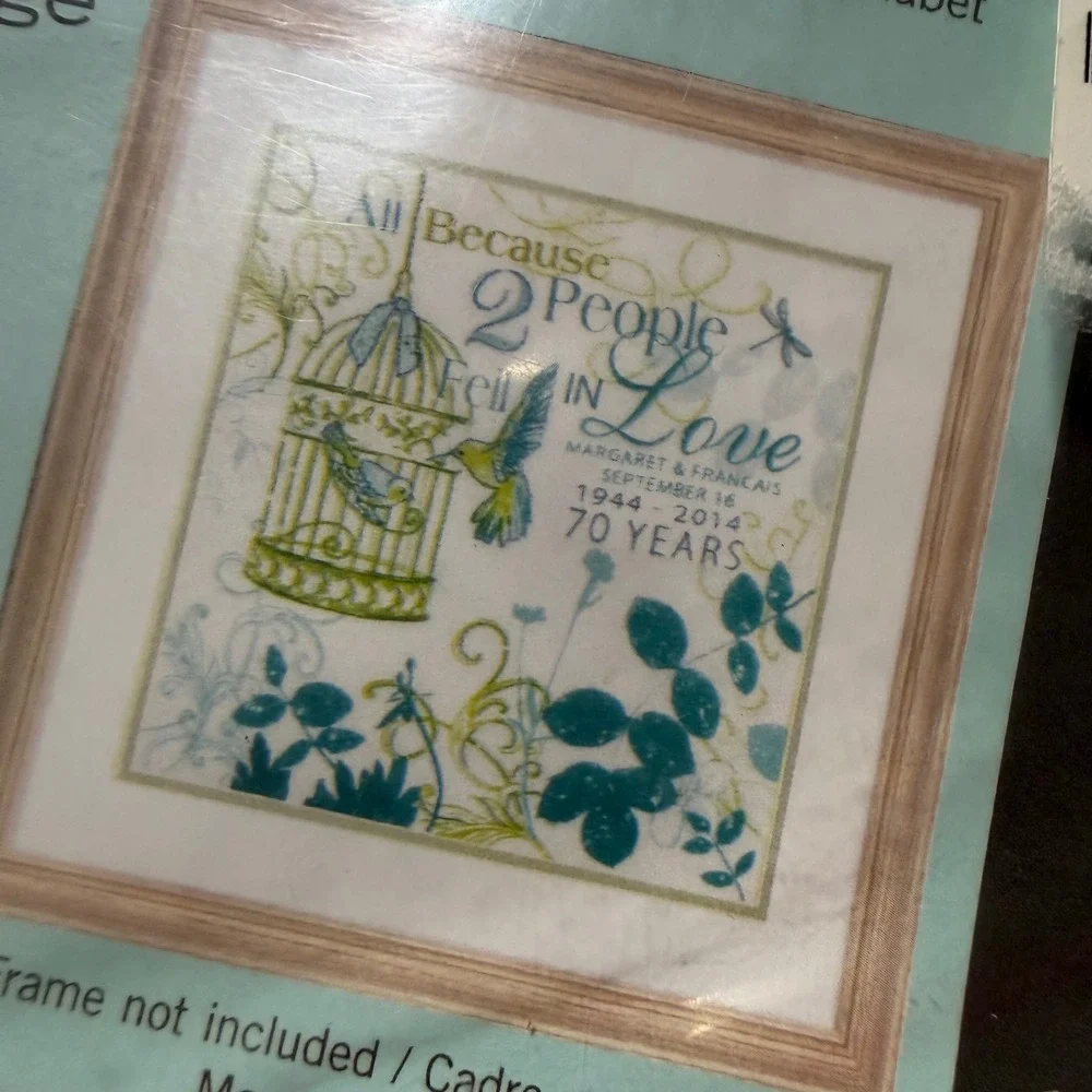 Dimensions Crewel Embroidery Kit 10x10 Blue Two People Anniversary